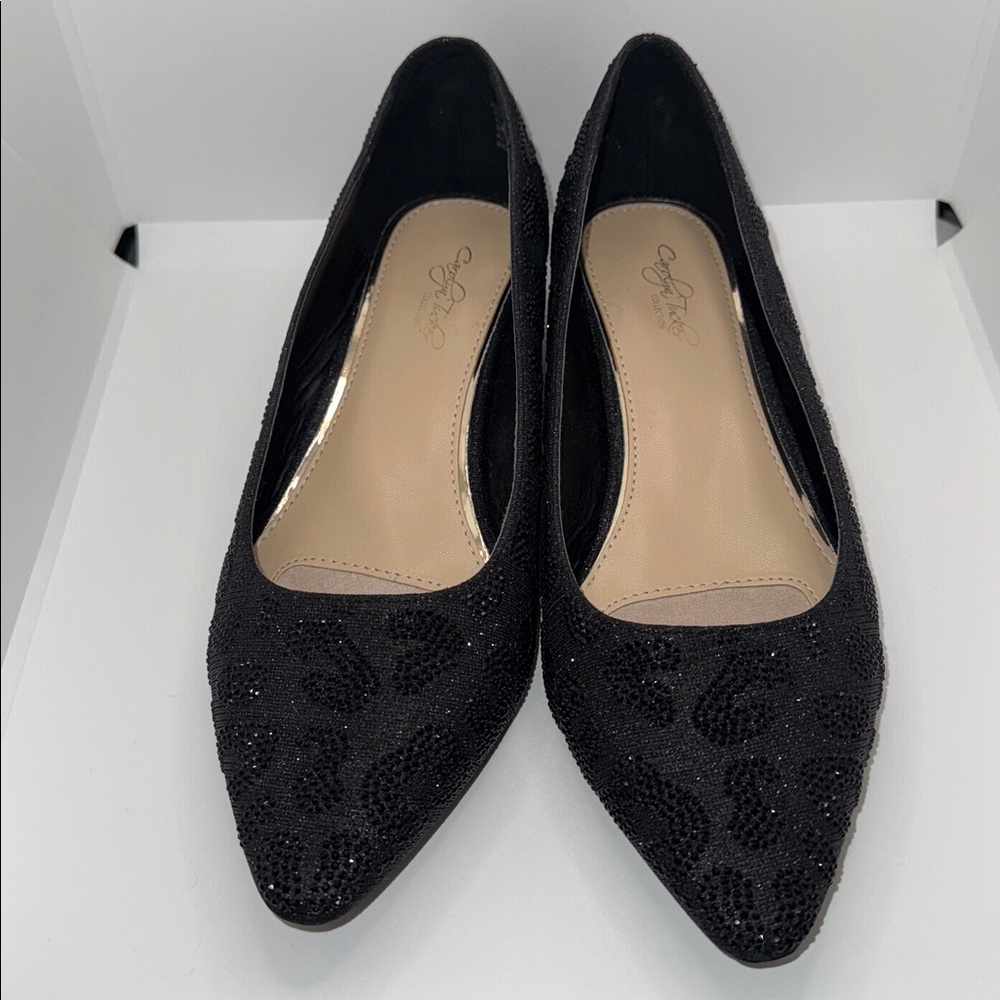 Carolyn Tucker Black Rhinestone Pumps Heel Women’s 8 Wide 8W - Picture 5 of 12